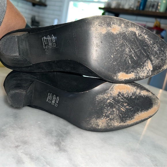 Free People Adella Low Heel Slouch Boots Booties-Black Suede-Size 37 (US 7) - Picture 6 of 10